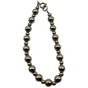 Silver Ball Bead Bracelet With Spring Ring Clasp 7 Inches A40